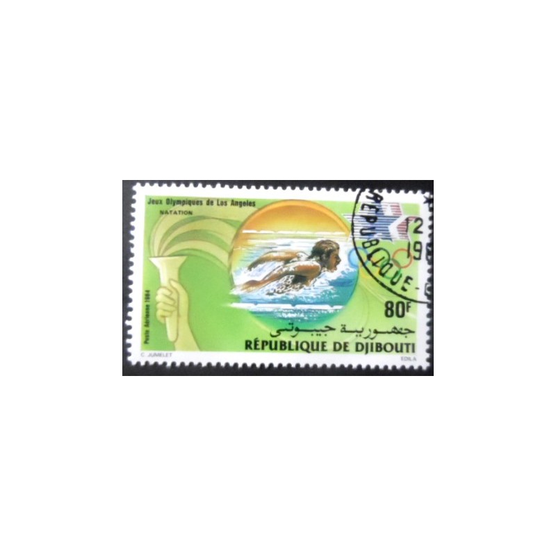 Selo postal de Djibouti de 1984 Swimming