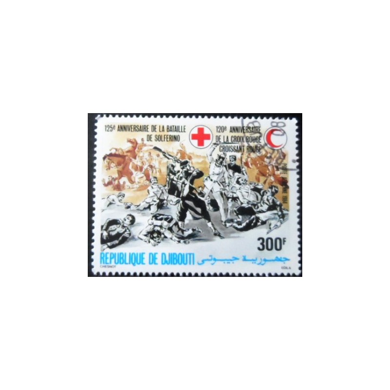 Selo postal de Djibouti de 1984 Battle of Solferino & Red Cross 300