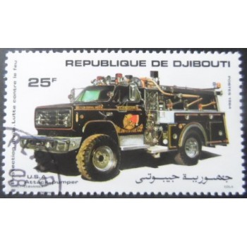 Selo postal de Djibouti de 1984 Fire truck