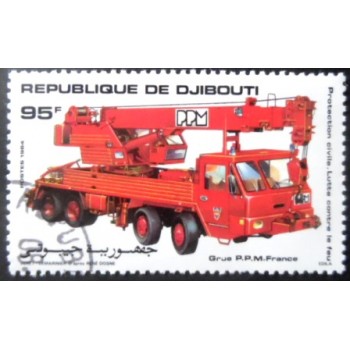 Selo postal de Djibouti de 1984 Hook and Ladder