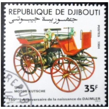 Selo postal de Djibouti de 1984 Motor Carriage 1886