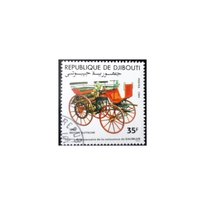 Selo postal de Djibouti de 1984 Motor Carriage 1886