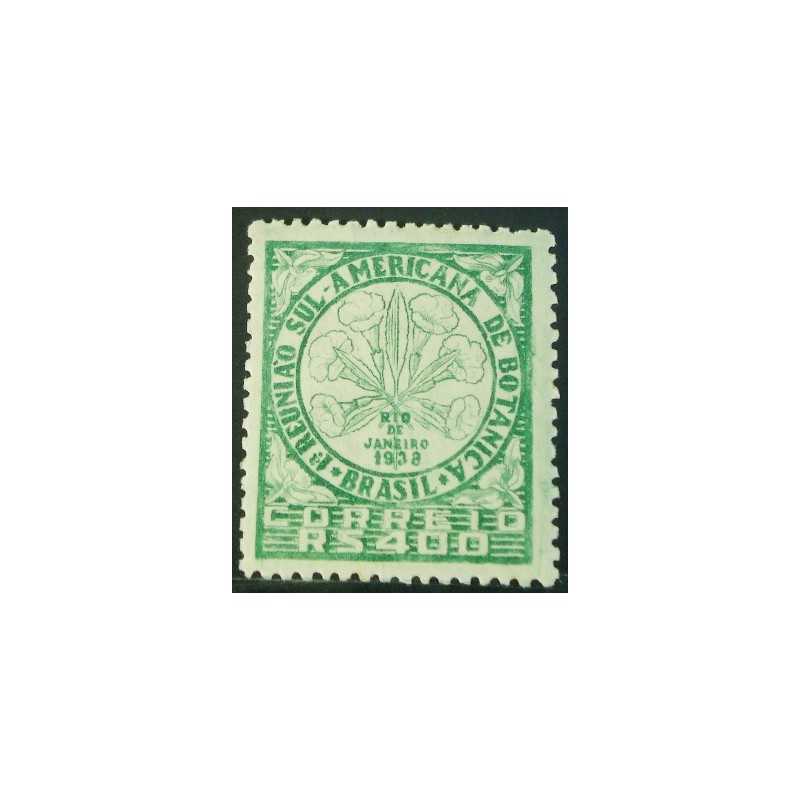 Selo postal do Brasil de 1939 Reunião Botânica M