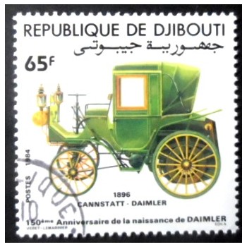 Selo postal de Djibouti de 1984 Cabriolet 1896