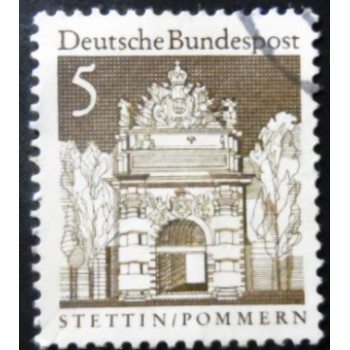 Imagem similar ao selo postal da Alemanha de 1966 Berlin Gate anunciado