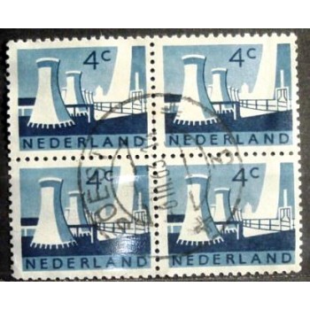 Quadra de selos postais da Holanda de 1963 Cooling towers