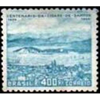 Selo postal do Brasil de 1939 Centenário de Santos N