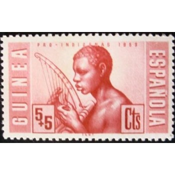 Selo postal Guinea Espanhola 1953 Musician facing left