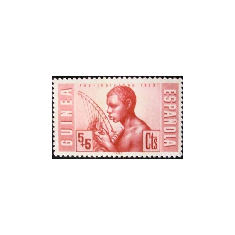Selo postal Guinea Espanhola 1953 Musician facing left