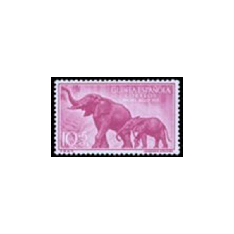 Selo postal da Guiné Espanhola de 1957 African Forest Elephant 10+5