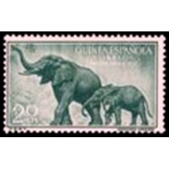 Selo postal da Guiné Espanhola de 1957 African Forest Elephant 20+10