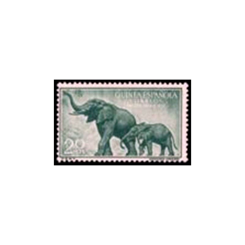 Selo postal da Guiné Espanhola de 1957 African Forest Elephant 20+10