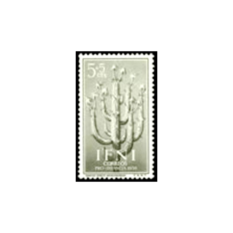 Selo postal de IFNI de 1956 Senecio anteuphorbium