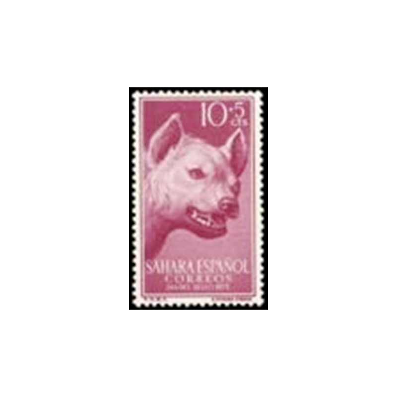 Selo postal do Sahara Espanhol de 1957 Striped Hyena M