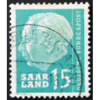 Selo postal da Alemanha Sarre de 1957 Theodor Heuss 15