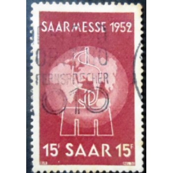 Selo postal da Alemanha Sarre de 1952 Earth and fair emblem
