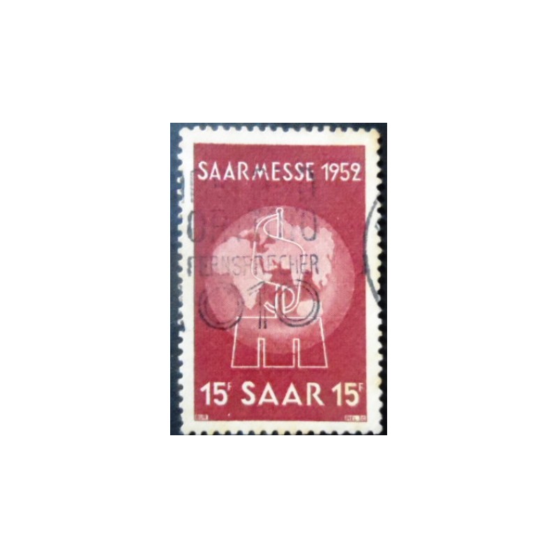 Selo postal da Alemanha Sarre de 1952 Earth and fair emblem