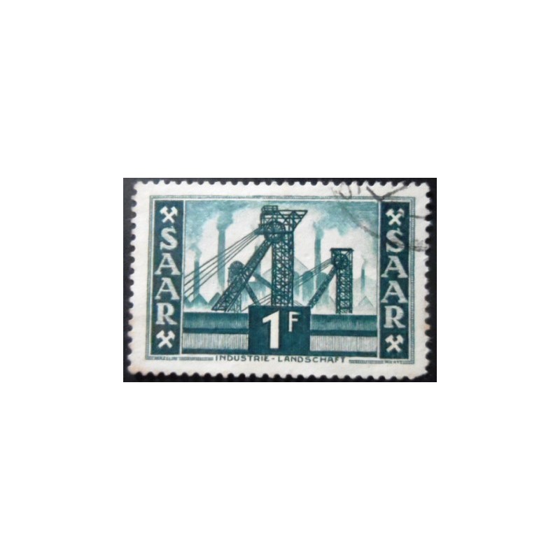 Selo postal da Alemanha Sarre de 1953 Colliery shafthead