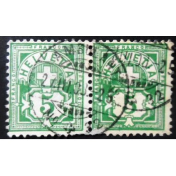 Par de selos postais da Suiça de 1900 Cross over Value Plate