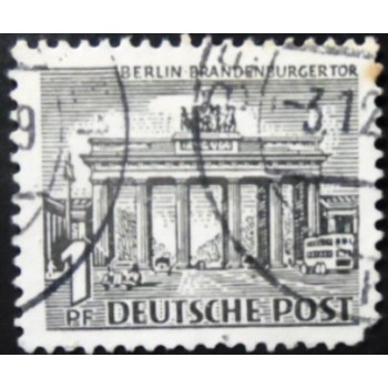 Selo postal da Alemanha Berlim de 1949 Brandenburg Gate 1 U
