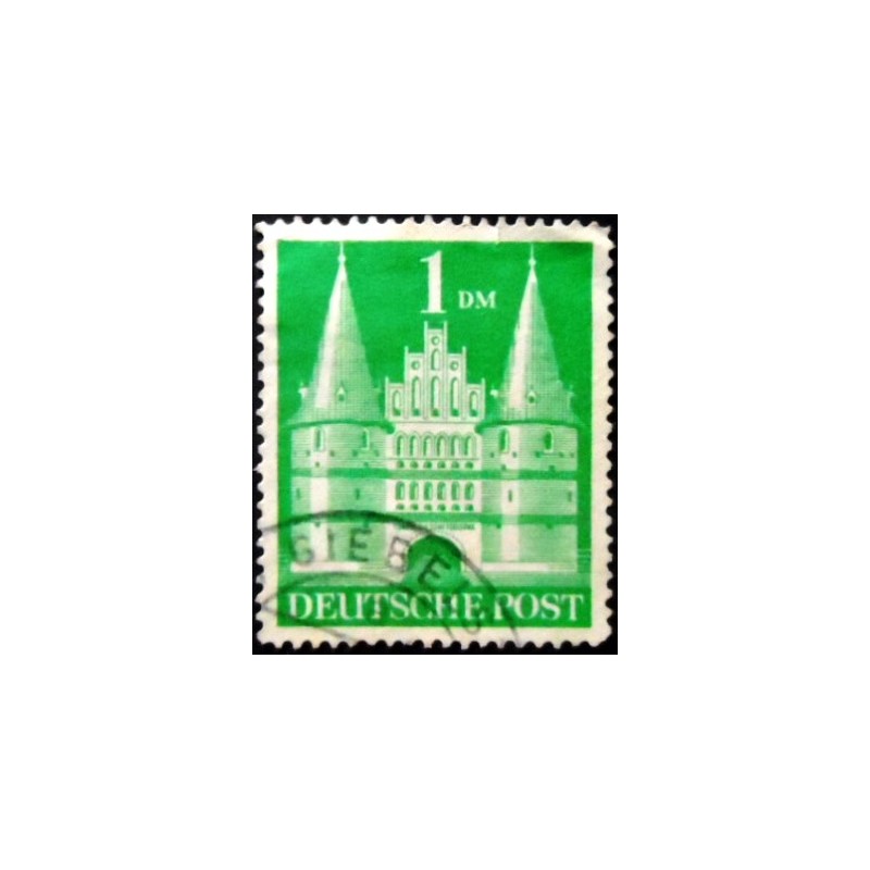 Selo postal da Alemanha de 1950 Holstentor Lübeck 1 II