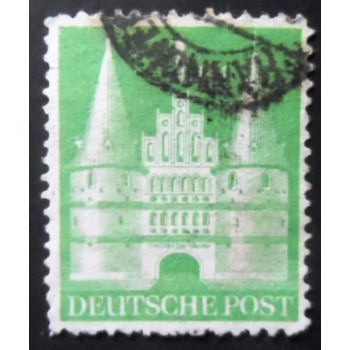 Selo postal da Alemanha de 1948 Holstentor Lübeck 1 Iy