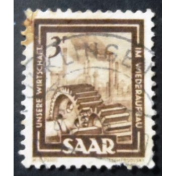 Selo postal da Alemanha Sarre de 1951 Heavy industry 3