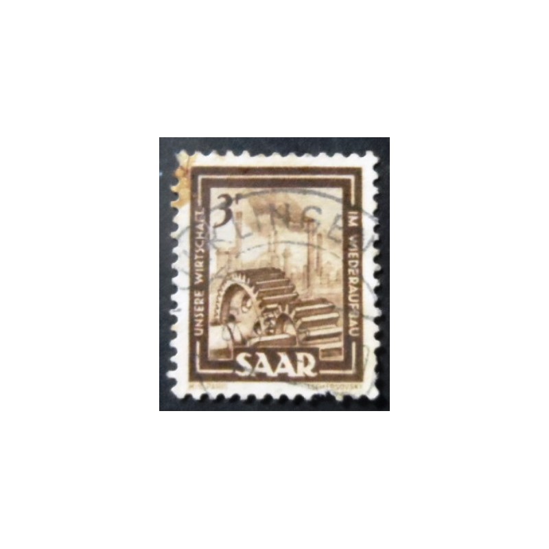 Selo postal da Alemanha Sarre de 1951 Heavy industry 3