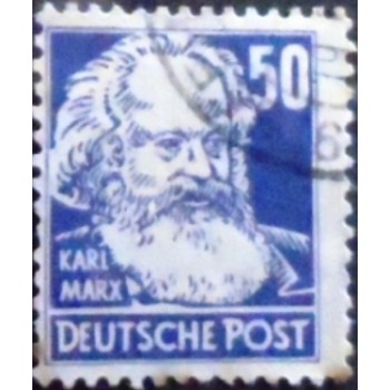 Imagem similar à do selo postal da Alemanha de 1948 Karl Marx U