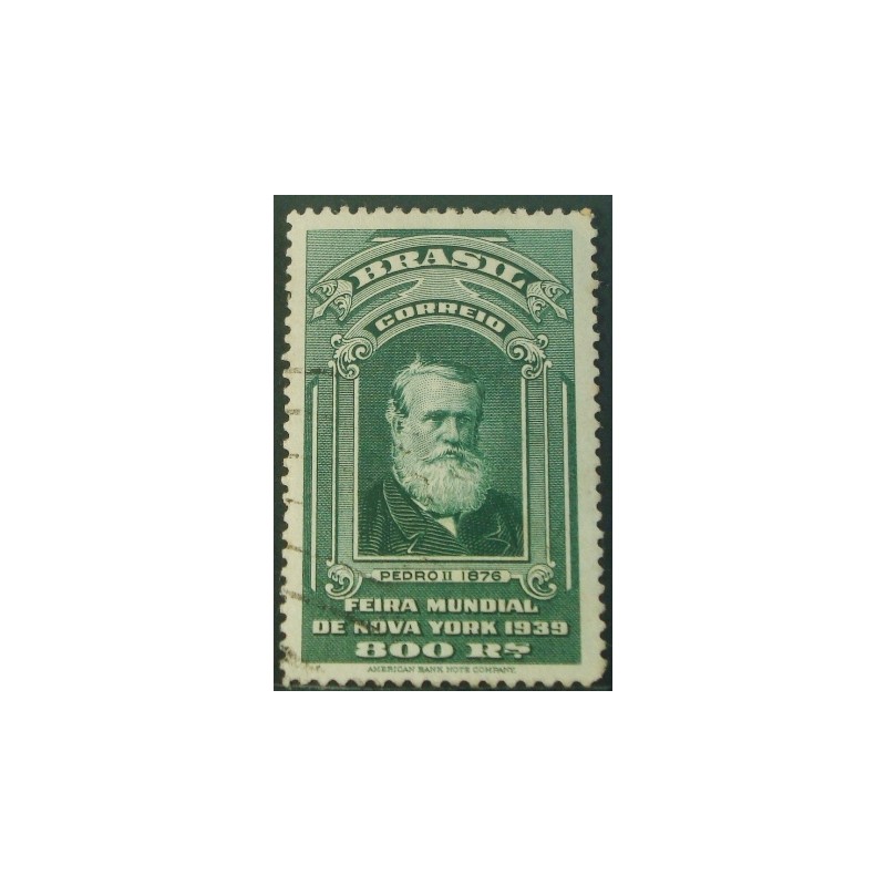 Selo postal do Brasil de 1939 Pedro II U