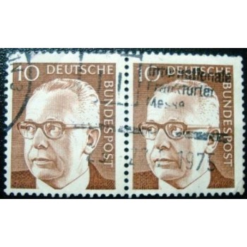 Par de selos postais da Alemanha de 1970 Dr. Gustav Heinemann 10