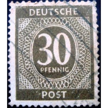 Imagem similar à do selo postal da Alemanha de 1946 1st Allied Control Council Issue