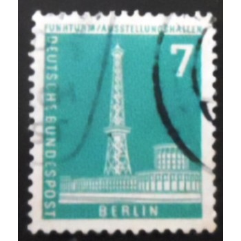 Selo postal da Alemanha Berlin de 1956 Radio tower and exhibition halls