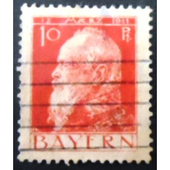 Selo postal da Alemanha Baviera de 1911 Prince Regent Luitpold 10 U