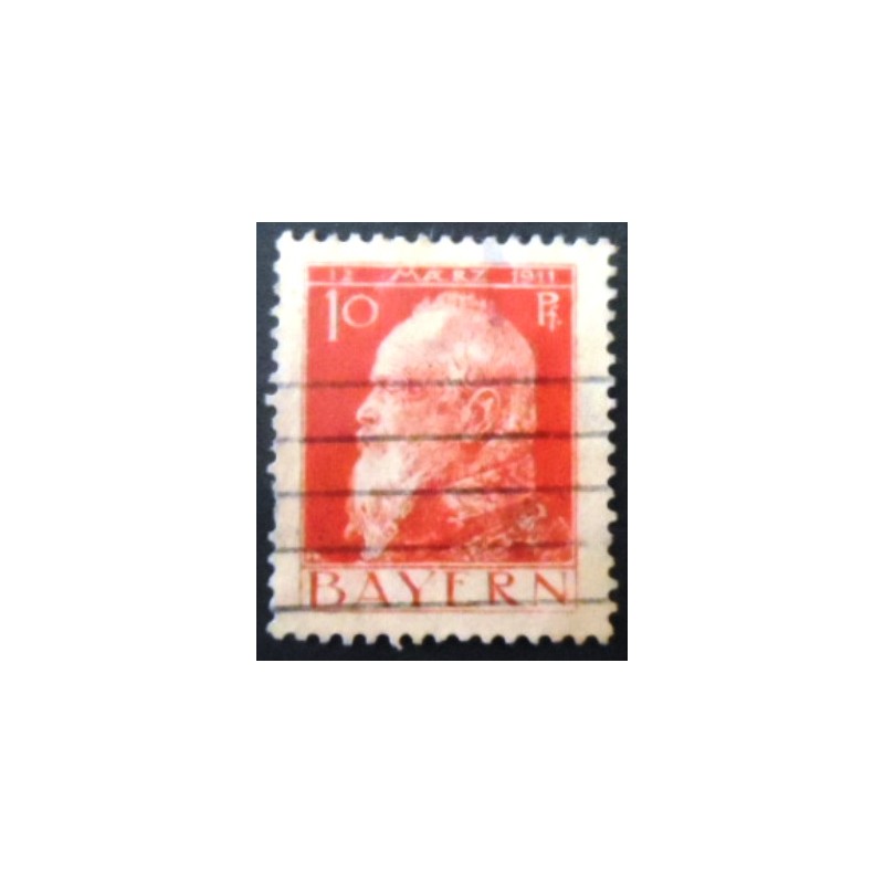 Selo postal da Alemanha Baviera de 1911 Prince Regent Luitpold 10 U