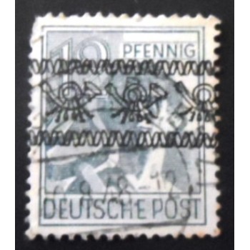 Selo postal da Alemanha de 1948 Posthorn Ribbon Overprint 12