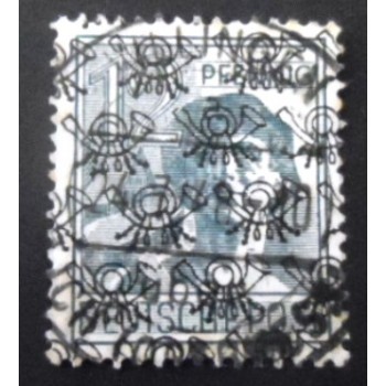 Selo postal da Alemanha de 1948 Posthorn Net Overprint 12 II