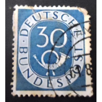 Selo postal da Alemanha 1951 Digits with Posthorn 30 U