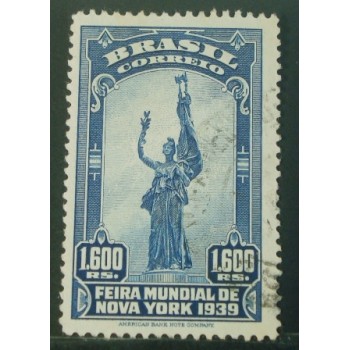 Selo postal do Brasil de 1939 Monumento Amizade entre Brasil e EUA U