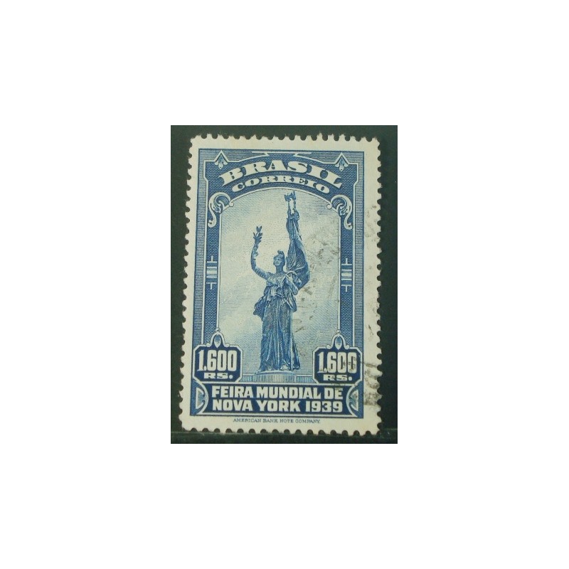 Selo postal do Brasil de 1939 Monumento Amizade entre Brasil e EUA U