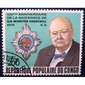 Selo postal da Rep. Popular do Congo de 1974 Winston Churchill MCC