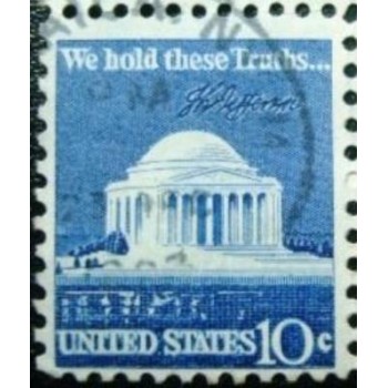 Selo postal dos Estados Unidos de 1973 Jefferson Memorial 10 YA