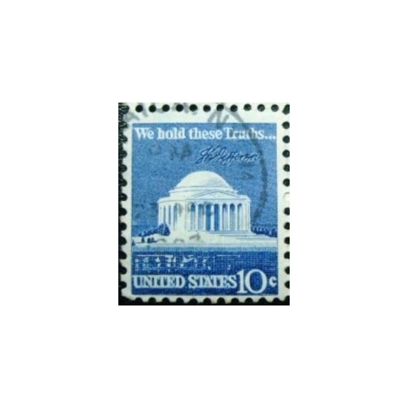 Selo postal dos Estados Unidos de 1973 Jefferson Memorial 10 YA