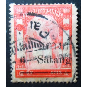 Selo postal da Tailândia de 1909 King Chulalongkorn Surcharged 6