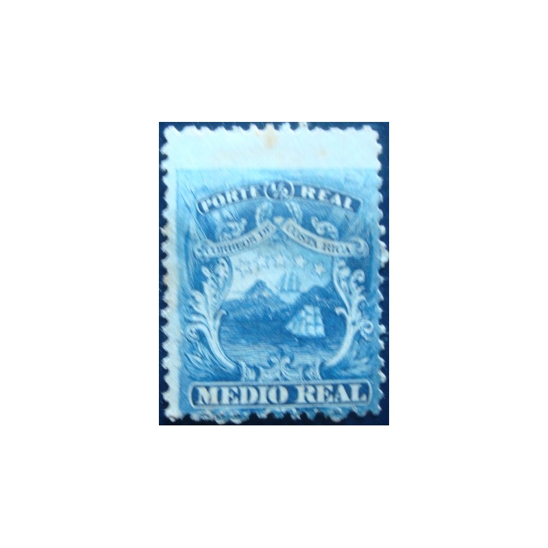 Selo postal da Costa Rica de 1863 Coat of Arms ½ N
