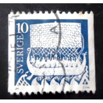 Selo postal da Suécia de 1973 Viking longship