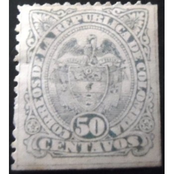 Selo postal da Colômbia de 1892 Coat of arms 50 centavos