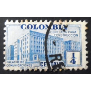 Selo postal da Colômbia de 1940 Ministry of Post and Telegraphs Building