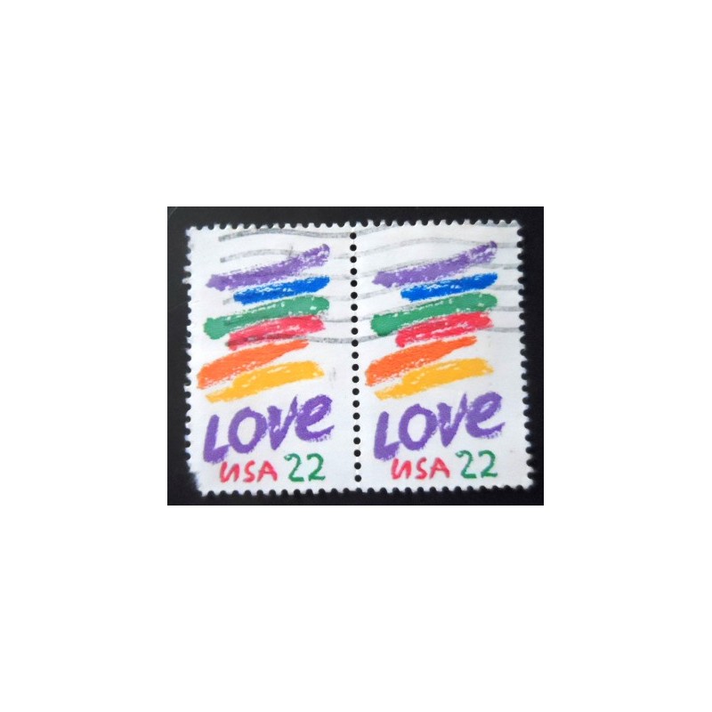 Par de selos postais dos Estados Unidos de 1985 Love Issue
