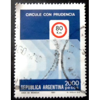 Selo postal da Argentina de 1981 Drive with caution